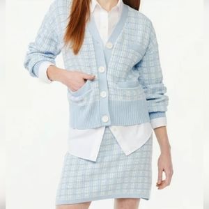Blue/White Tweed Sweater Mini Skirt